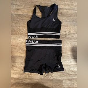 Ryderwear shorts and sports bra size small
